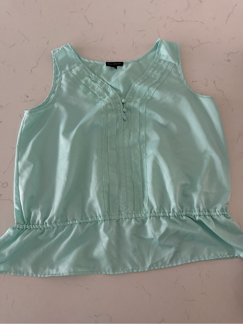 Willi Smith Light Aqua Sleeveless Peplum Top